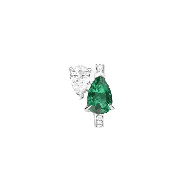 Repossi Serti sur Vide earring in white gold, emerald and diamonds