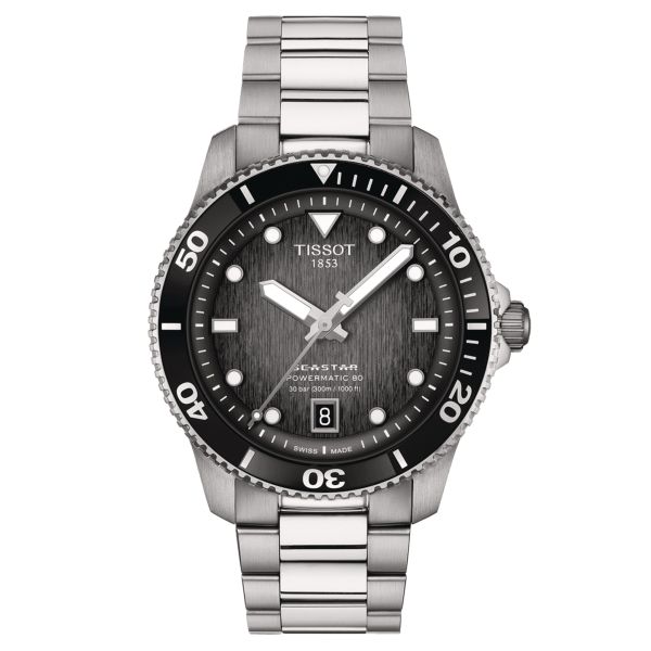 Montre Tissot Seastar 1000 Powermatic 80 cadran gris bracelet acier 40 mm T120.807.11.051.00