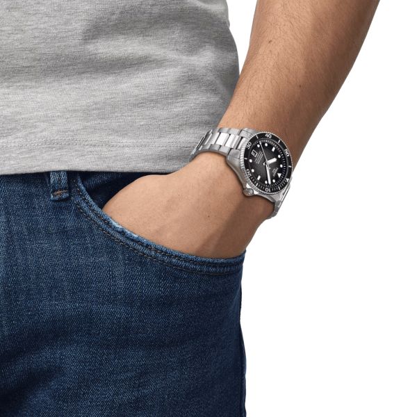 Montre Tissot Seastar 1000 Powermatic 80 cadran gris bracelet acier 40 mm T120.807.11.051.00