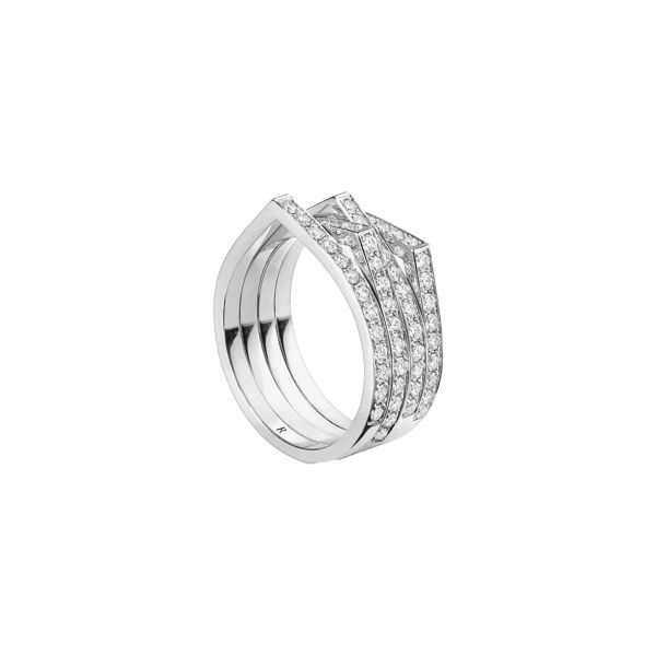 Bague Repossi Antifer 4 rangs Pavée en or blanc et diamants