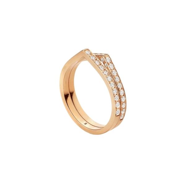 Repossi Antifer 2-Row Paved Rose Gold and diamond Ring