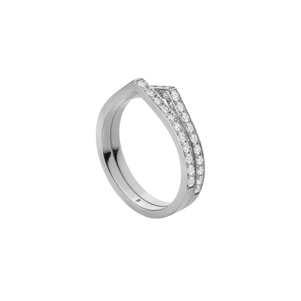 Bague Repossi Antifer 2 rangs Pavée en or blanc et diamants