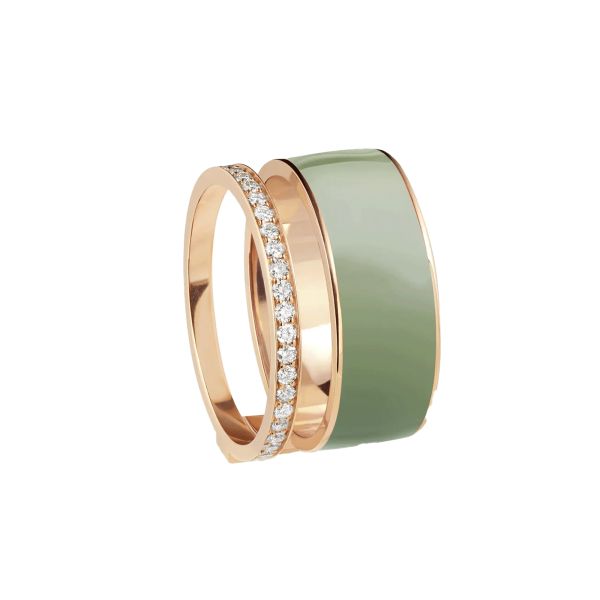 Repossi Berbere Chromatic Sage lacquered ring in rose gold and diamonds