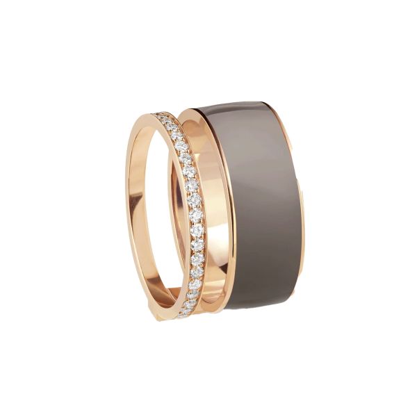 Bague Repossi Berbere Chromatic laqué Taupe en or rose et diamants