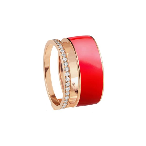 Bague Repossi Berbere Chromatic laqué Rouge en or rose et diamants