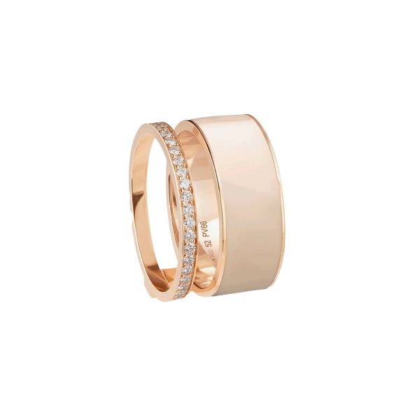 Bague Repossi Berbere Chromatic laqué Nude en or rose et diamants