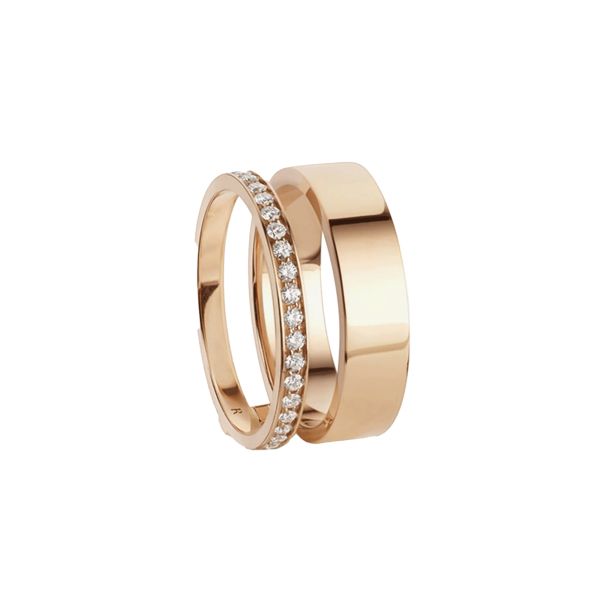 Bague Repossi Berbere 2 rangs Pavée en or rose et diamants