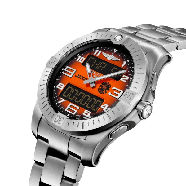 Breitling Aerospace B70 Orbiter quartz watch red dial titanium bracelet 43 mm