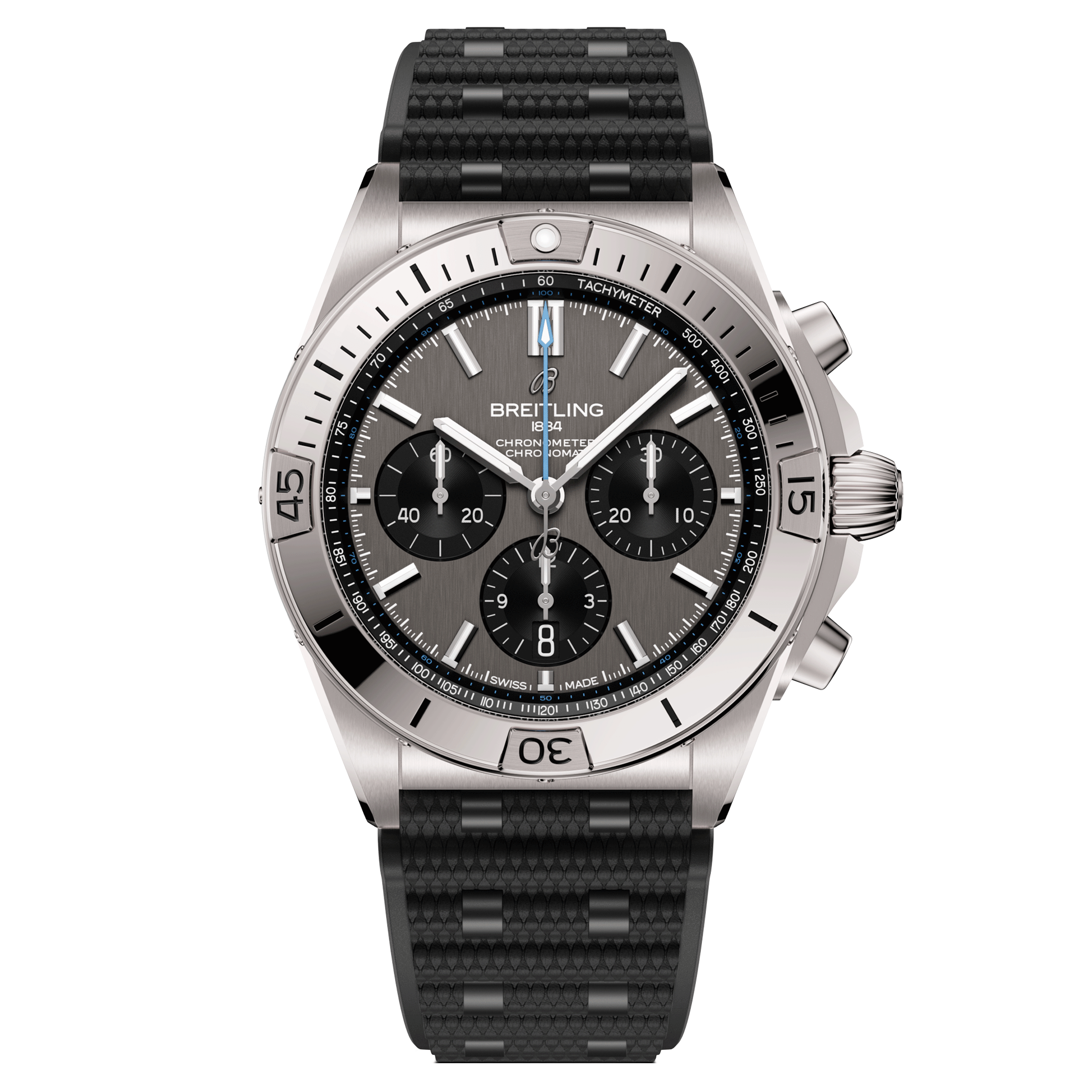 Breitling Chronomat B01 Titanium automatic watch anthracite dial black rubber strap 42 mm EB0134101M1S1