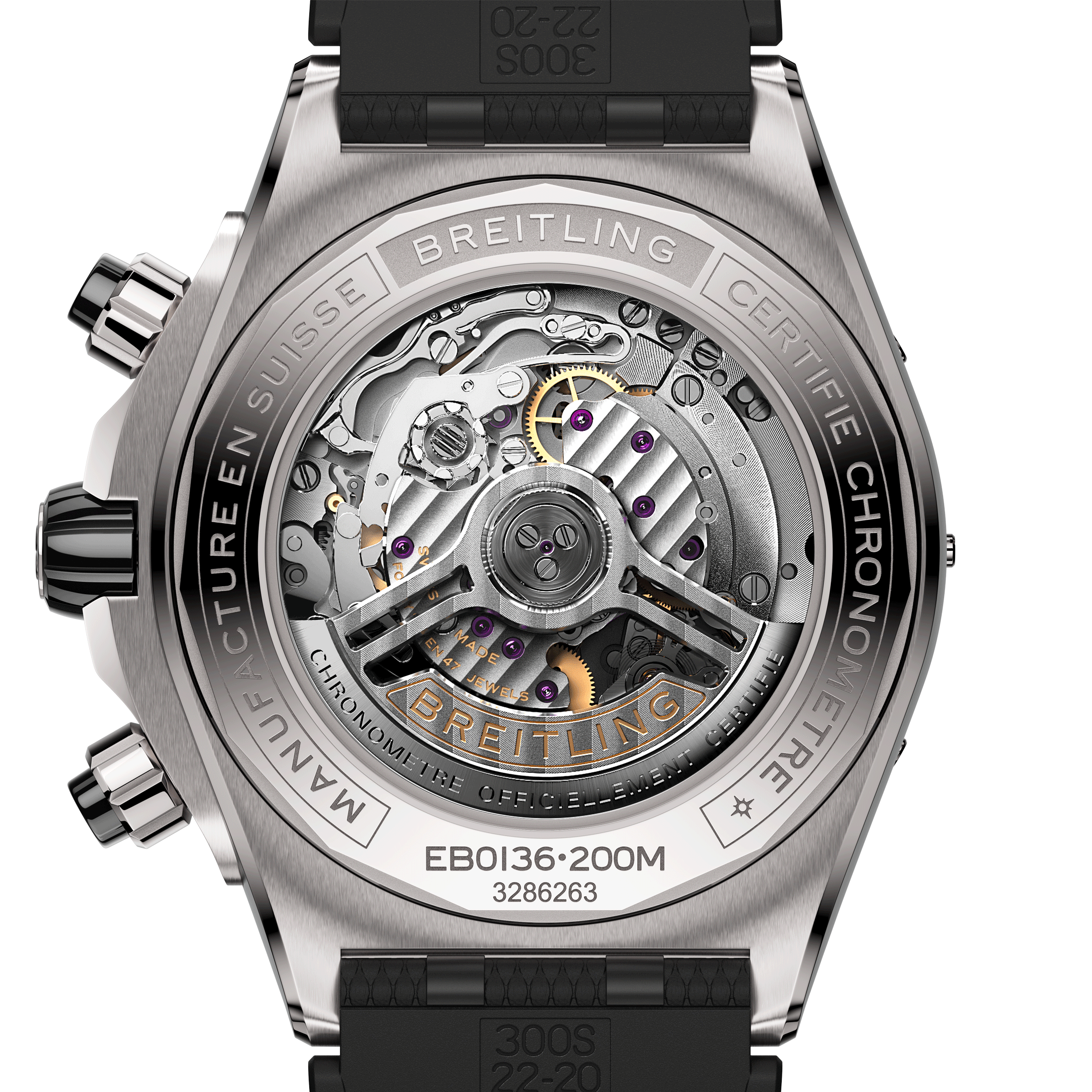 Breitling Super Chronomat Titanium B01 automatic watch anthracite dial black rubber strap 44 mm