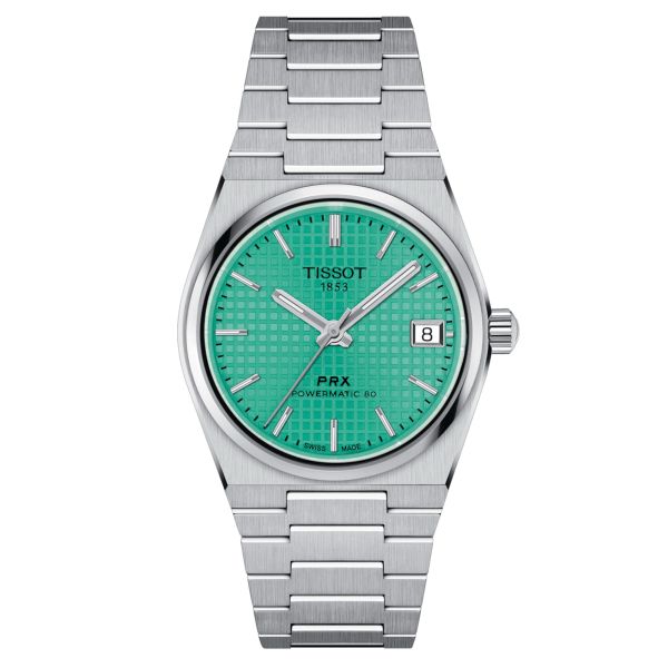 Montre Tissot PRX Powermatic 80 automatique cadran vert clair bracelet acier 35 mm T137.207.11.091.01