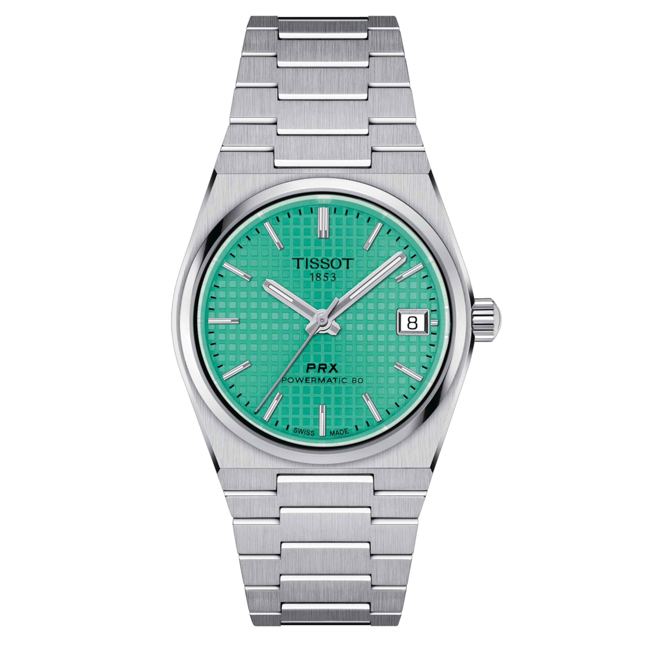 Tissot PRX Powermatic 80 automatic watch light green dial steel bracelet 35 mm T137.207.11.091.01
