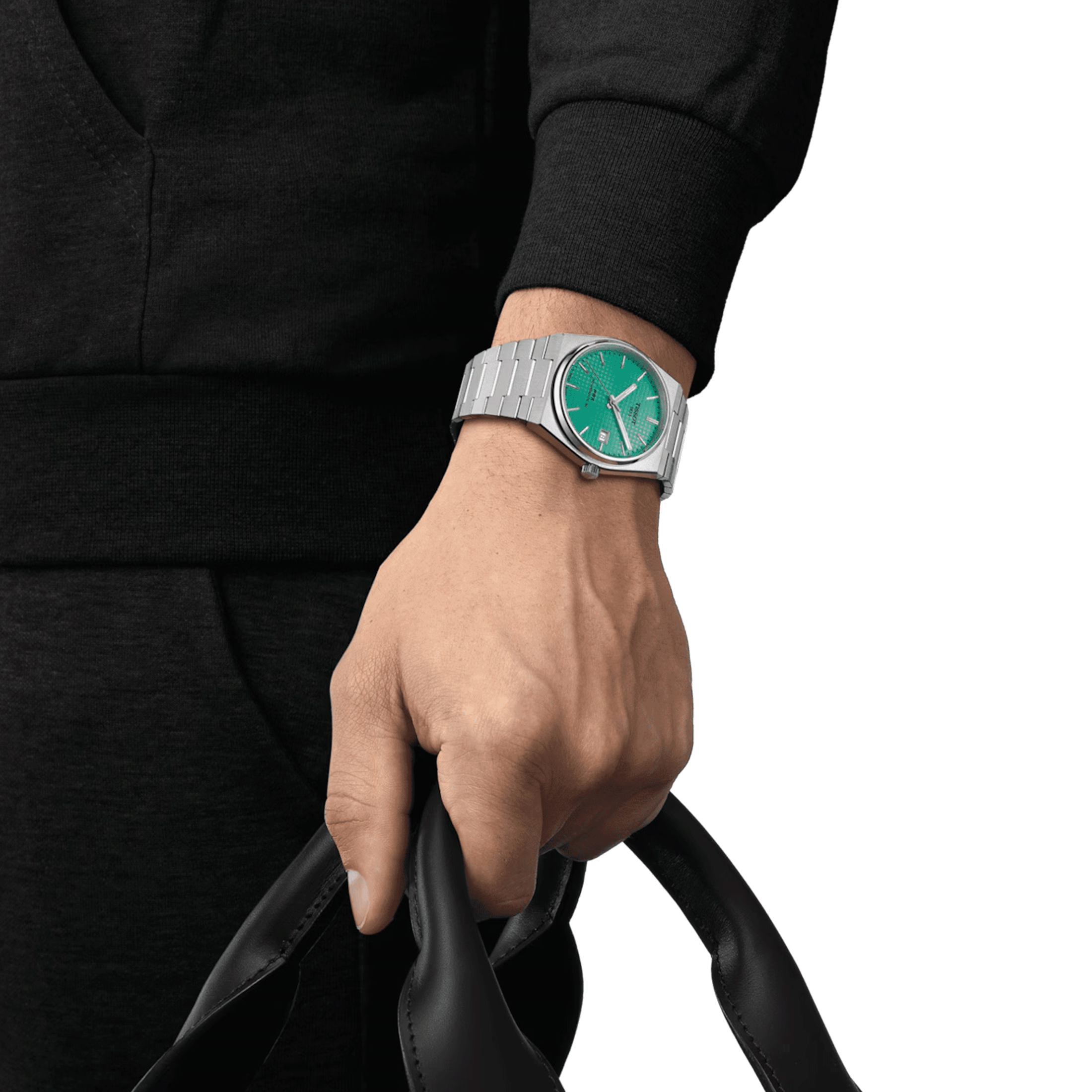 Tissot PRX Powermatic 80 watch light green dial steel bracelet 40 mm T137.407.11.091.01