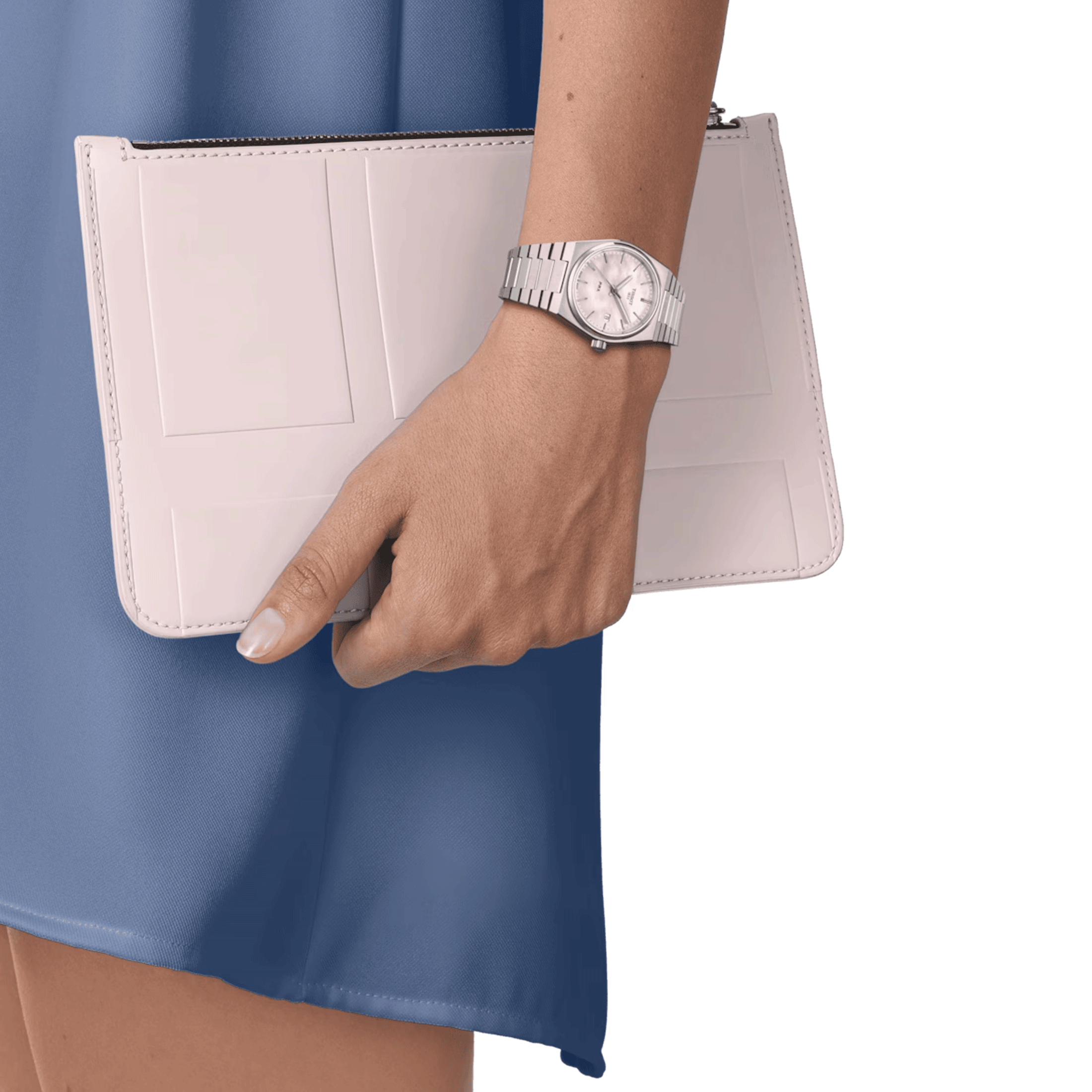 Tissot PRX quartz watch white mother-of-pearl dial steel bracelet 35 mm T137.210.11.111.00