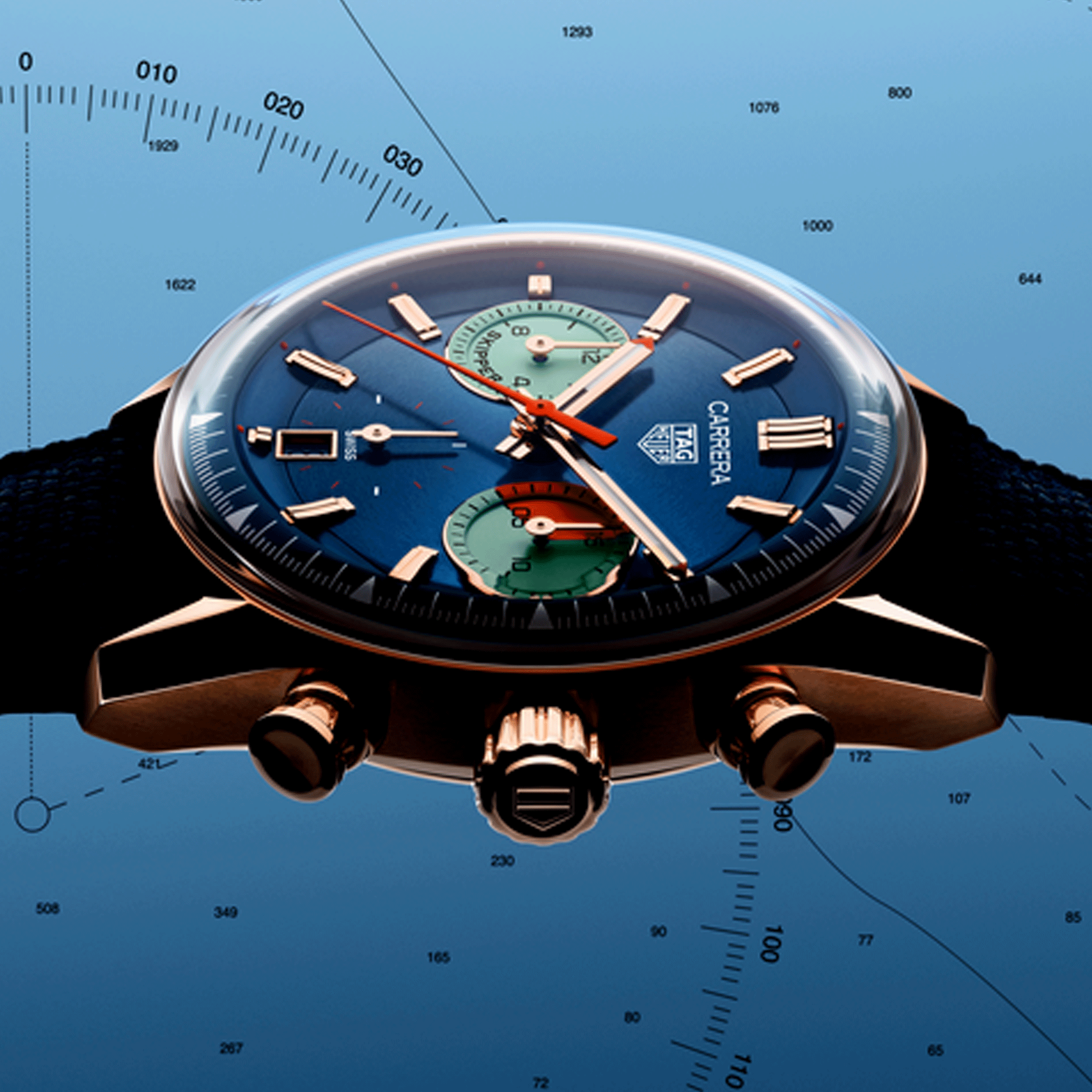 Montre TAG Heuer Carrera Chronographe Skipper Edition Limitée Or Rose automatique 39 mm CBS2241.FN8023