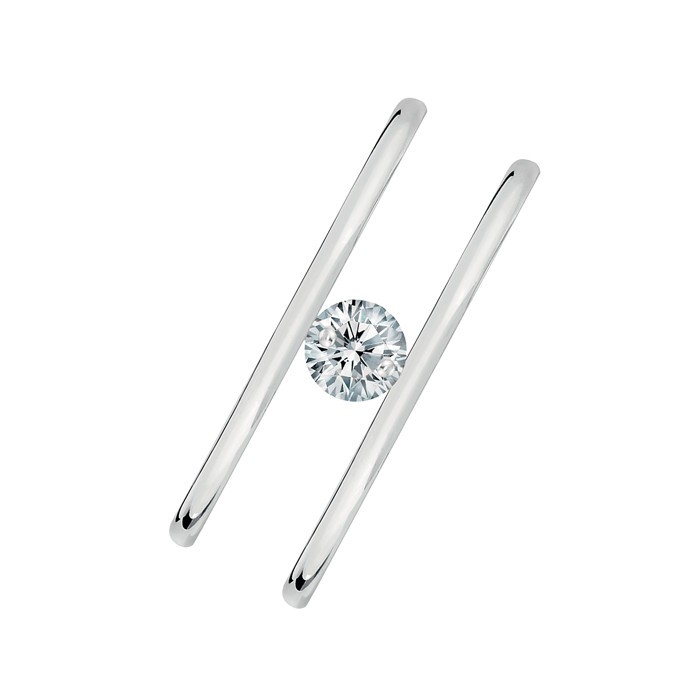 Bague La Brune et La Blonde Hula Hoop en or blanc taille brillant 0,10 carat