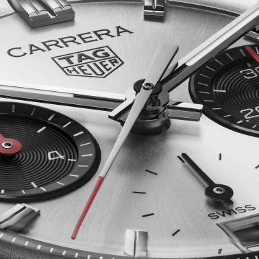 TAG Heuer Carrera Chronograph "Glassbox" automatic watch silver dial stainless steel bracelet 39 mm CBS2216.BA0041