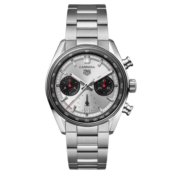 Montre TAG Heuer Carrera Chronograph "Glassbox" automatique cadran argent bracelet acier 39 mm CBS2216.BA0041