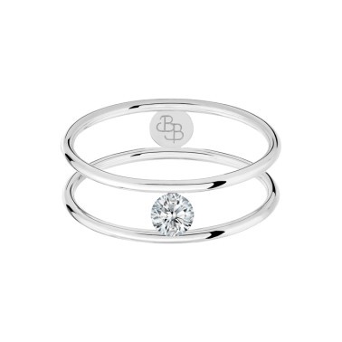 Bague La Brune et La Blonde Hula Hoop en or blanc diamant 0,10 carat