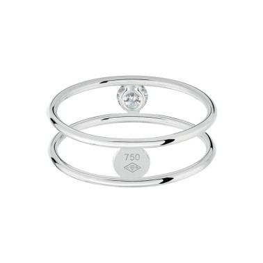 Bague La Brune et La Blonde Hula Hoop en or blanc taille brillant 0,10 carat