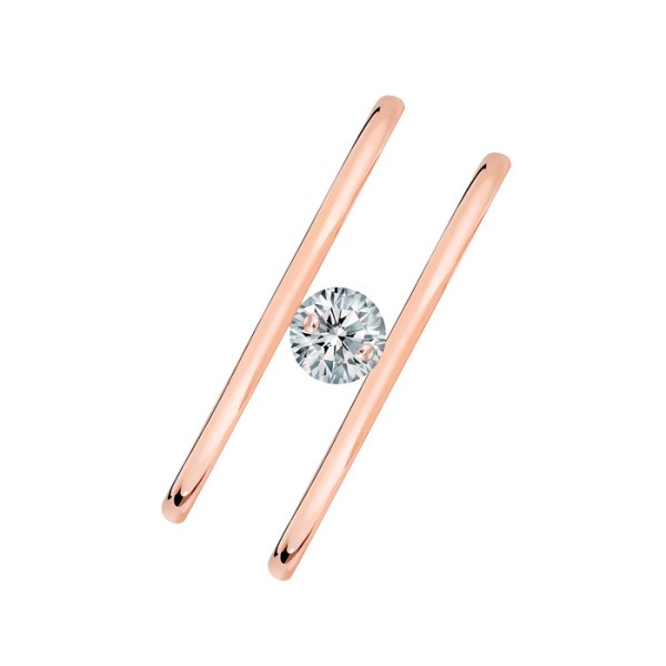 Bague La Brune et La Blonde Hula Hoop en or rose taille diamant 0,10 carat
