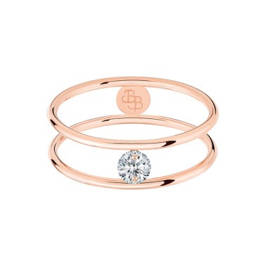 Bague La Brune et La Blonde Hula Hoop en or rose taille diamant 0,10 carat