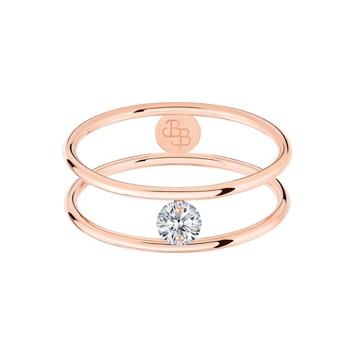Bague La Brune et La Blonde Hula Hoop en or rose taille diamant 0,10 carat