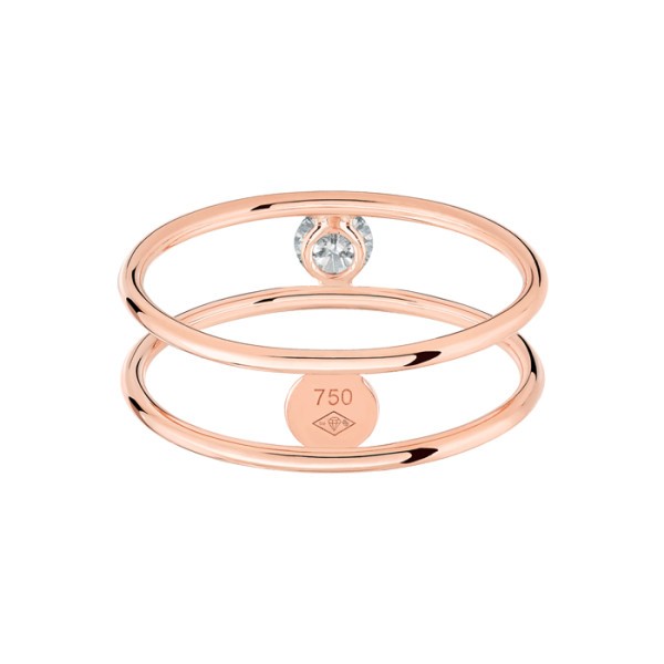 Bague La Brune et La Blonde Hula Hoop en or rose taille diamant 0,10 carat