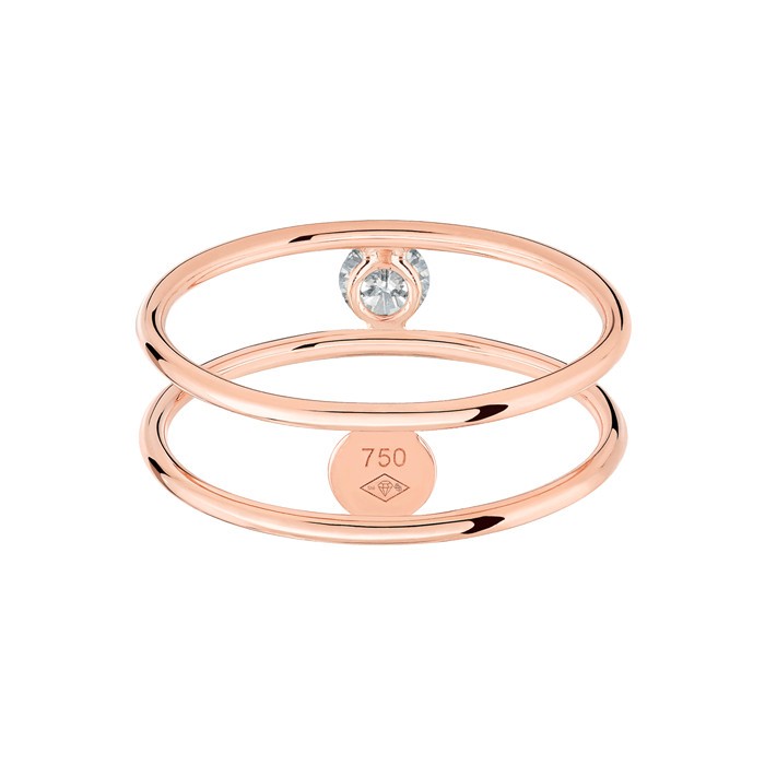 Bague La Brune et La Blonde Hula Hoop en or rose taille diamant 0,10 carat