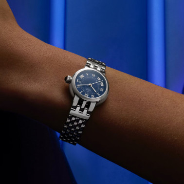 Montre Tudor Clair de Rose automatique index chiffres romains cadran bleu bracelet acier 34 mm M35800-0009