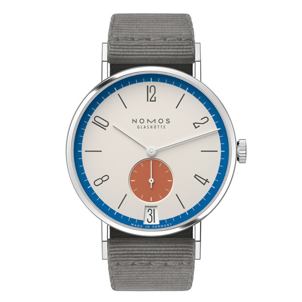 Nomos Tangente 38 Date Zirkus watch - Limited 175 years mechanical grey textile bracelet 37,5 mm