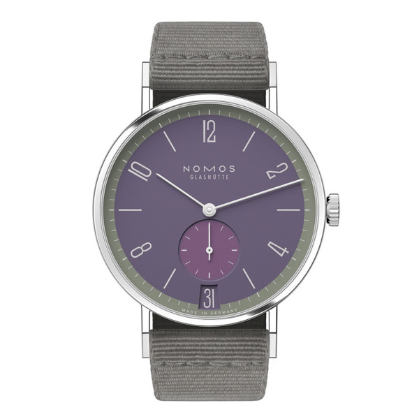 Nomos Tangente 38 Date Mauvegrün watch - Limited 175 years mechanical grey textile bracelet 37.5 mm