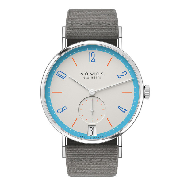 Nomos Tangente 38 Date Peace watch - Limited 175 years mechanical grey textile bracelet 37,5 mm