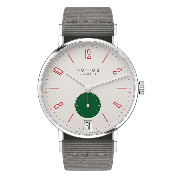 Nomos Tangente 38 Date Go Watch - Limited 175 years mechanical grey textile bracelet 37,5 mm