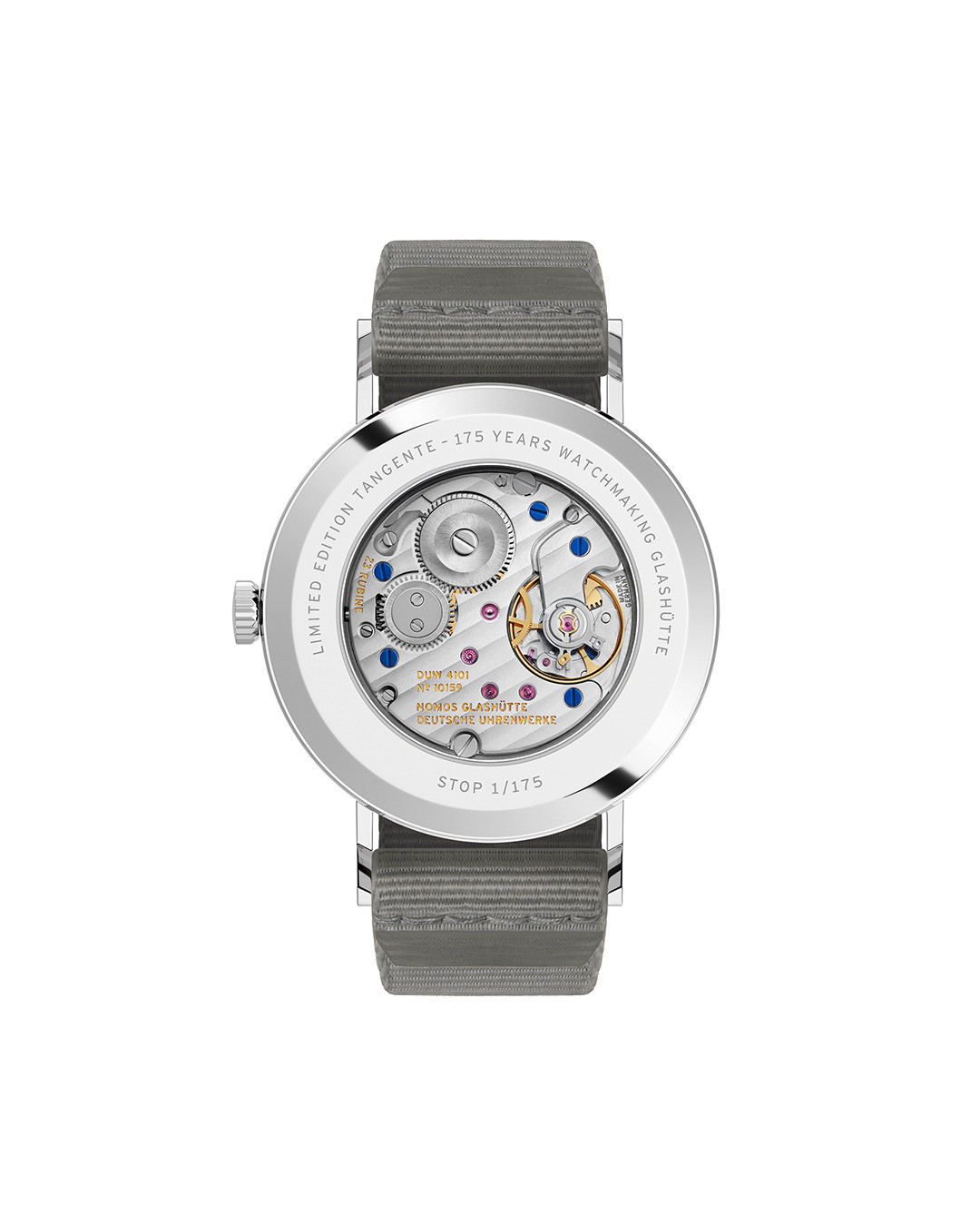 Montre Nomos Tangente 38 Date Chili - Ed. limitée 175 ans mécanique bracelet textile gris 37,5 mm