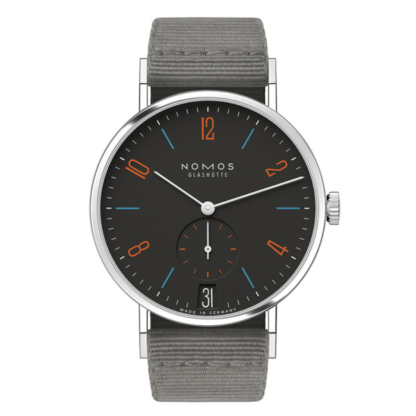 Nomos Tangente 38 Date Dunkelbunt Watch - Limited 175 years mechanical grey textile bracelet 37,5 mm