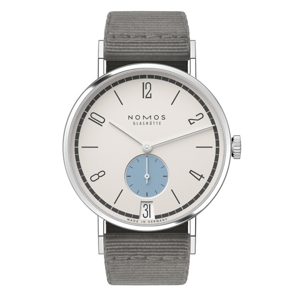 Nomos Tangente 38 Date Schneesturm watch - Limited edition 175 years mechanical grey textile bracelet 37.5 mm