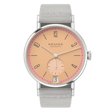 Montre Nomos Tangente 38 Date Pastell - Ed. limitée 175 ans mécanique bracelet textile gris 37,5 mm