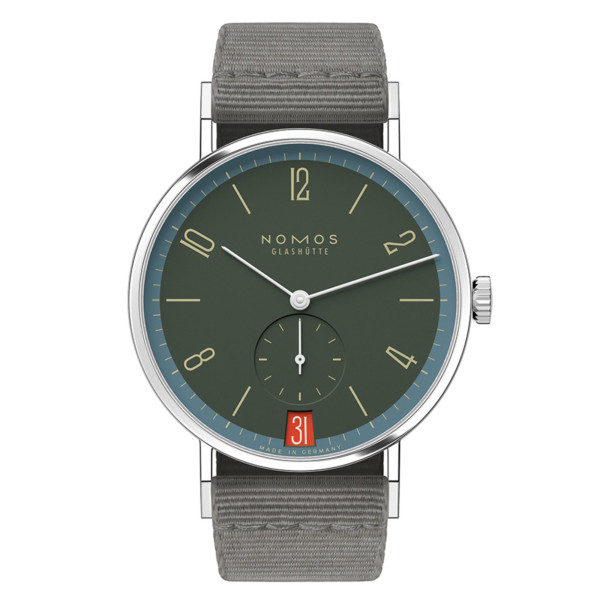 Nomos Tangente 38 Date Lakritze watch - Limited 175 years mechanical grey textile bracelet 37,5 mm