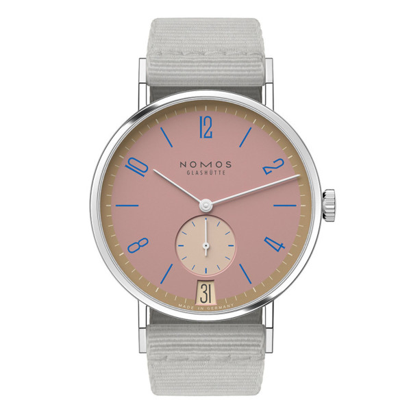 Nomos Tangente 38 Date Pompadour watch - Limited 175 year mechanical edition grey textile bracelet 37.5 mm