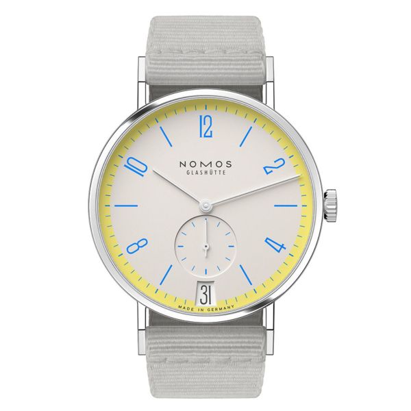 Nomos Tangente 38 Date Lemonbiscuit watch - Limited 175-year mechanical edition grey 37.5 mm textile bracelet