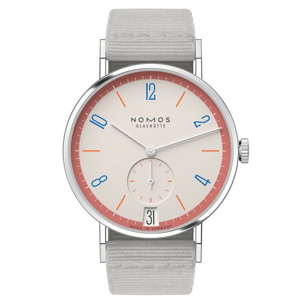 Nomos Tangente 38 Date Love watch - Limited 175 years mechanical grey textile bracelet 37,5 mm