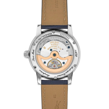 Montre Frédérique Constant Classic Moonphase Date automatique cadran argenté bracelet cuir alligator bleu 40 mm FC716S3H6