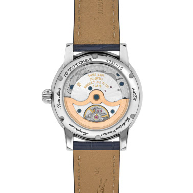 Montre Frédérique Constant Classic Moonphase Date automatique cadran bleu bracelet cuir alligator bleu 40 mm