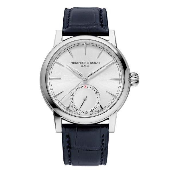 Frédérique Constant Classic Date automatic Watch silver dial blue alligator leather strap 40 mm