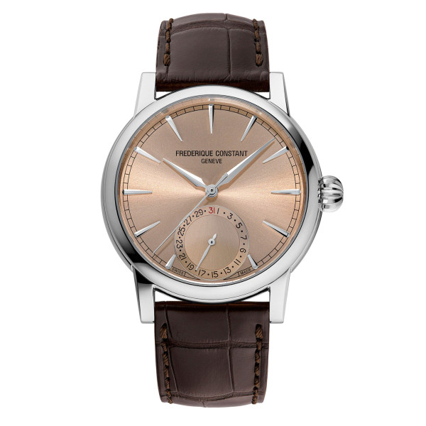 Frédérique Constant Classic Date automatic Watch pink dial brown alligator leather strap 40 mm