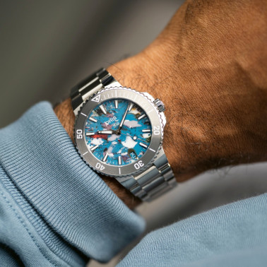Montre Oris Plongée Aquis Date Upcycle Calibre 400 automatique cadran multi bracelet acier 43,5 mm
