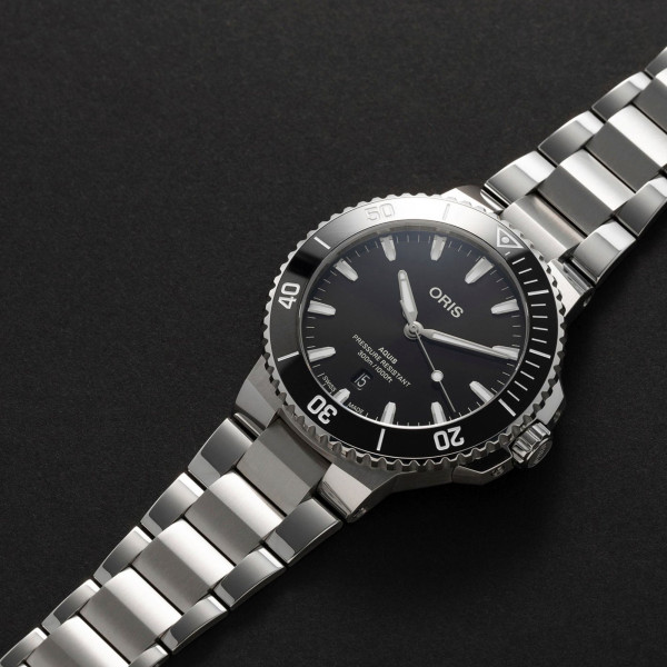 Oris Plongee Aquis Date Caliber 733 watch automatic black steel bracelet 43 5 mm 01 733 7789 4154 07 8 23 04PEB Lepage