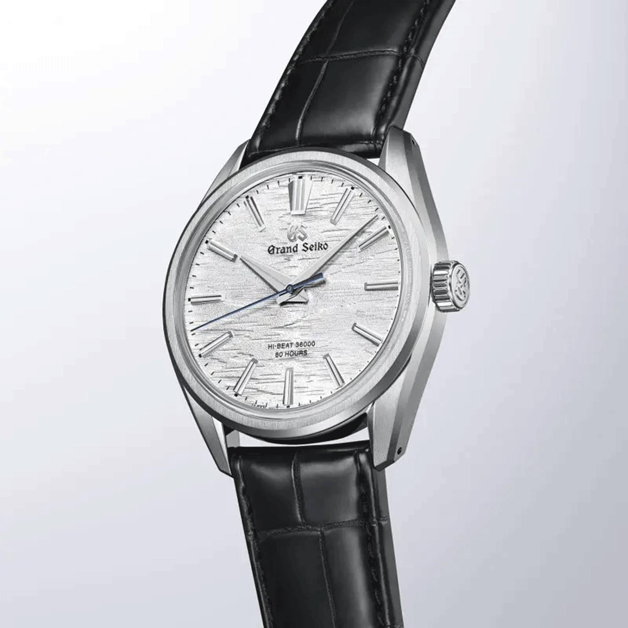 Montre Grand Seiko Evolution 9 "Birch Bark" Hi-Beats mécanique cadran blanc bracelet cuir 38,6 mm