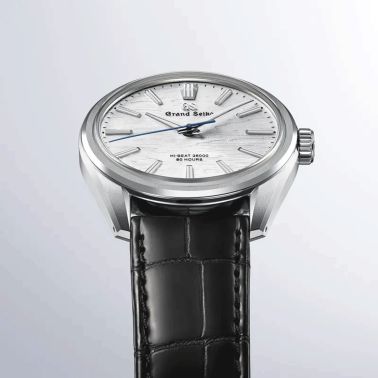 Grand Seiko Evolution 9 "Birch Bark" Hi-Beats hand-wound white dial leather strap 38,6 mm